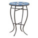 Outdoor Round Side Table With Mosaic Style Top And Curved Iron Legs - Blue / Matte Black