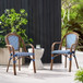 Bistro Chair With 2 Toned Checkered Pattern, (Set of 2) - White / Navy