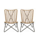 Wicker Chair With Geometric Cross Base, (Set of 2) - Light Brown