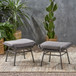 Outdoor Modern Boho Wicker Ottoman With Cushions (Set of 2)