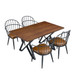 5 Piece Industrial Style Indoor Upholstered Dining Set With Metal Legs - Brown