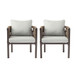 2 Pieces Outdoor Metal Patio Club Chair, Patio Furniture Arm Chair With Cushion, Modern Outdoor Furniture Deep Seating For Porch, Garden, Backyard, Balcony - Brown / Light Gray