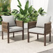 2 Pieces Outdoor Metal Patio Club Chair, Patio Furniture Arm Chair With Cushion, Modern Outdoor Furniture Deep Seating For Porch, Garden, Backyard, Balcony - Brown / Light Gray