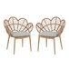 Kirk - Outdoor Wicker Peacock Shape Papasan Style Chair, Teak Finished Leg (Set of 2) - Beige / Light Brown / Light Teak