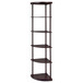 Corner Bookcase With 5 Shelves, Compact Design For Living Room - Cappuccino