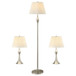 3 Piece Lamp Set, Floor Lamp And 2 Table Lamps - Silver
