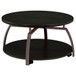 Round Coffee Table With Storage Shelf - Black