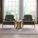 Mid - Century Accent Chair With Cushioned Seat, Brass Tipped Legs