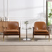 Mid - Century Accent Chair With Cushioned Seat, Brass Tipped Legs