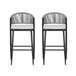 Outdoor Bar Height Metal Frame Counter Stools With Scallop Shaped Backrest & Water Resistant Cushions