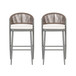 Outdoor Bar Height Metal Frame Counter Stools With Scallop Shaped Backrest & Water Resistant Cushions