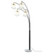Marcos - Hanging Crystal Arc Tree Floor Lamp With Sculptural Frame - Black