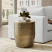 Johnsen - Cross Hatch Pattern Accent Table - Antique Gold