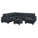 5 Piece Sectional Set With USB Port Left Arm Loveseat Chaise Right Arm Loveseat Corner Wedge Armless Chair Ottoman Upholstered - Black / Slate