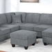 Left Arm Facing Loveseat With USB Port And Storage Sectional Set With Corner Wedge Armless Chair And Cocktail Ottoman - Fog