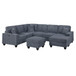 Left Arm Facing Loveseat With USB Port 5 Piece Sectional Set Corner Wedge Armless Chair Cocktail Ottoman Upholstered Living Room Furniture - Dark Gray