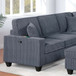 Left Arm Facing Loveseat With USB Port 5 Piece Sectional Set Corner Wedge Armless Chair Cocktail Ottoman Upholstered Living Room Furniture - Dark Gray