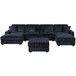 6 Piece Modular U Sectional Sofa Set With USB Cup Holder, Low Leg - Black
