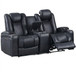 Power Reclining Loveseat With Adjustable Headrest, Storage, Cup Holders - Inky Blue