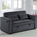 Modern Style Convertible Sofa With Pull-Out Bed, USB Ports & Cup Holders