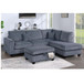 Modern Style Sectional Set With USB Port, Storage Ottoman