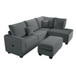 Modern Style Sectional Set With USB Port, Storage Ottoman