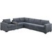 Modern Style L-Shape Sectional Set, USB Ports, Cup Holder