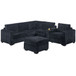 Contemporary L-Shaped Sectional Set With USB Console & Ottoman