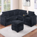 Contemporary L-Shaped Sectional Set With USB Console & Ottoman