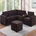 Contemporary L-Shaped Sectional Set With USB Console & Ottoman