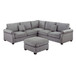 Modern Sectional Set With Corner Wedge, Loveseat, Ottoman & 2 Pillows