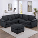 Modern Sectional Set With Corner Wedge, Loveseat, Ottoman & 2 Pillows