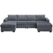U-Shaped Sectional Set With Cushion Back Armless Chairs Right And Left Arm Chaise