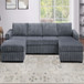 U-Shaped Sectional Set With Cushion Back Armless Chairs Right And Left Arm Chaise