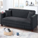 Modern Convertible Sofa With Hidden Storage USB Port, Cup Holder