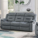 Modern Recliner Sofa With Pillow Arms, Plush Backrest, Horizontal Tufting, USB Charging Port