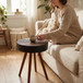 Round Coffee Table With Carved Top For Living Room