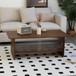 Rectangular Coffee Table With Sliding Door Storage Center