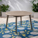 Round Outdoor Patio Table With Slatted Top - Gray
