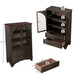 Glass Door Display Case With 2 Drawers And Adjustable Shelf