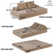 Multifunctional Convertible Sofa Bed With 2 Tumbler Backrests And 2 Pillows, Deep Seat Couch