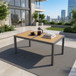 Rectangle Outdoor Patio Table With Slatted Top - Gray