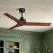 Ceiling Fan Without Light, DC Motor, No Light, Quiet Reversible Ceiling Fan For Living Room - Black