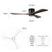 Flush Mount Blades Ceiling Fan With Lights Remote Control, Quiet DC Motor, 6 Speed, Reversible Ceiling Fan For Living Room - Matte Black
