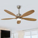 Ceiling Fan With Lights Quiet DC Motor Ceiling Fans 6 Speed Levels - Nickel
