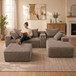 U-Shaped Modular Sofa With Cup Holders And Storage For Living Rooms - Coffee