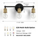 3 Light Wall Sconce, Vanity Light, No Bulbs Included - Black / Gold