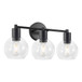 3 Light Globe Bathroom Vanity Light With Clear Glass Shades - Black