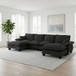 Modular Sectional Sofa With Movable Ottoman & Pillows