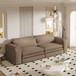 King Size Sleeper Pull Out Sofa Bed, 3 In 1 Convertible Chaise Lounge With 2 Pillows For Living Room - Camel